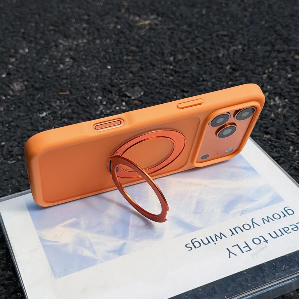 Magnetic For Magsafe Ring Holder Case For iPhone 17 Pro Max Luxury Skin Feel PC Hybrid TPU Matte Clear Stand Cover For iPhone 16 15 14 13 Pro Max