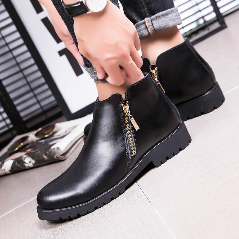 Genuine Leather Classic Male Ankle Boots 2024 High Quality Desert Boots Side Zipper All-match Motorcycle Boots