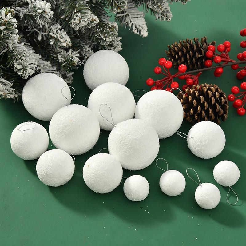 4/6/8cm White Christmas Balls Decoration Christmas Tree Hanging Accessories New Year Gift Box Navidad DIY Party Home Room Decor
