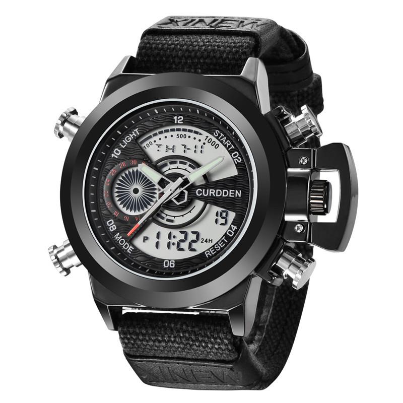 New Men's Multifunctional Dual Display Sport Watch with Stainless Steel Strap