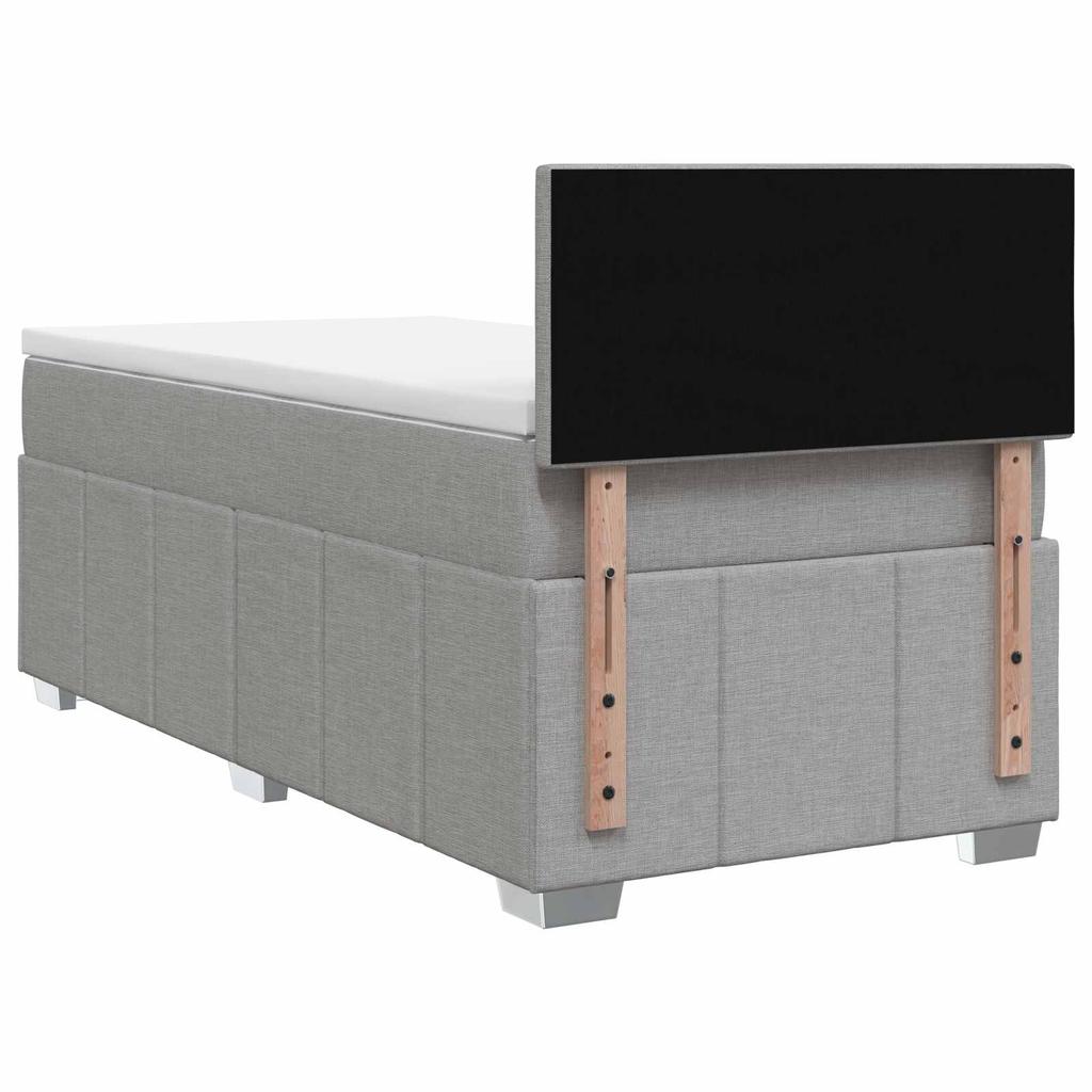 Box Spring Bed with Mattress Light Gray 80 x 200 cm Fabric