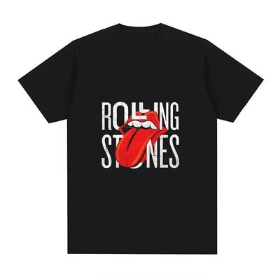T-shirt d'été unisexe de haute qualité en coton Rolling Stone Vintage Street Harajuku pour unisexe et femmes