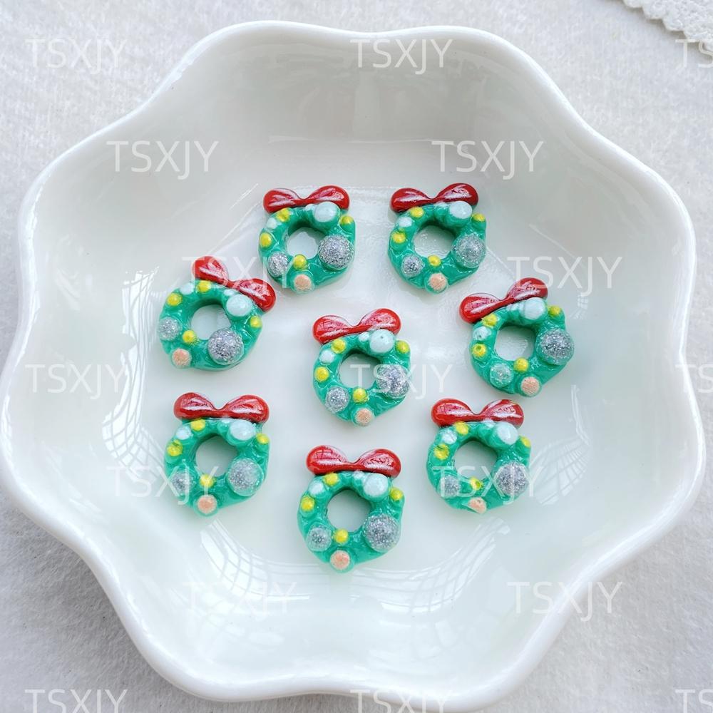 20pcs Resin Kawaii Colorful Mini Santa Trees Elk Snowman Bells Flatback Cartoon Christmas Figurine Scrapbook DIY Decor Crafts