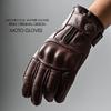 RIDEZ Genuine Leather Motorcycle Protective Smartphone Cowhide Leather All Brown Retro American Gloves, Compatible, Men's Gloves, Season, Spring,
