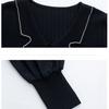Stylish Loose Fit V-Neck Knit Top for Summer Stitching, Comfortable and Age-Reducing