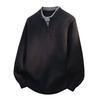 Fake Two Piece V Neck Button Knit Sweater Men Lazy Luxury Autumn Winter