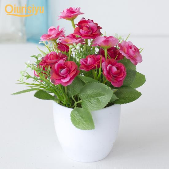 Academyus Artificial Potted Floral Classic Rose Gardening Jewelry Plastic Floor Cabinet Fake Flower Factory for Home Rose Red Academyus Artificial Potted Floral Classic Rose Gardening Jewelry Plastic Floor Cabinet Fake Flower Factory for Home Rose Red