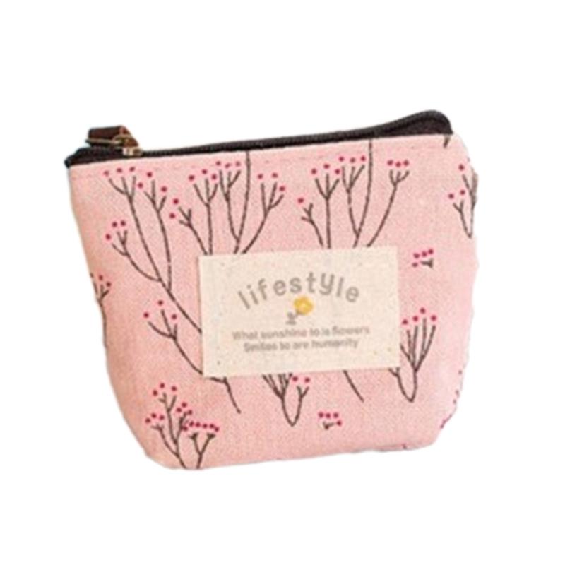 Practical Headset Holder Wallet Flower Printed Coin Purse Women's Fabric Purse Coin Bag with Convenient Fastening