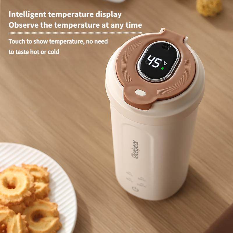 Mini smart kettle, digital display electric water cup, portable travel cup, insulated kettle electric water cup 450ml