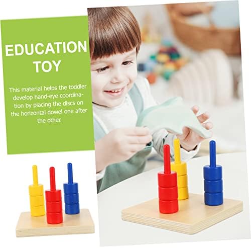 Milisten Color & Shape Sorting Toy Wooden Geometric Stacker Fine Motor Skills & Color Recognition Learning Toy for Toddlers 1+ Year