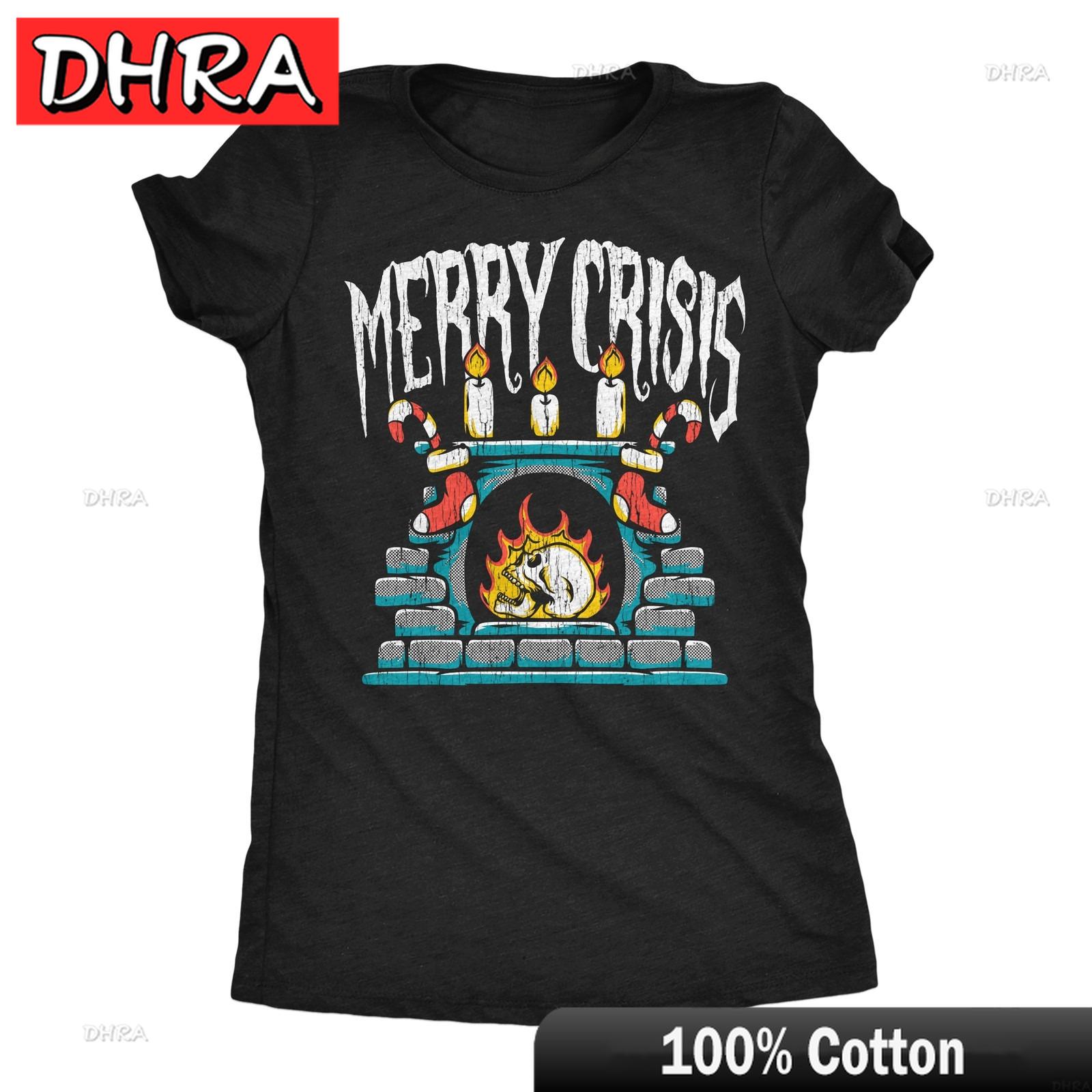 

Womens Funny T Shirts Merry Crisis Sarcastic Christmas Graphic Novelty Tee for Daily Wear Punk Street Fashion Short Sleeve Tee 4XL