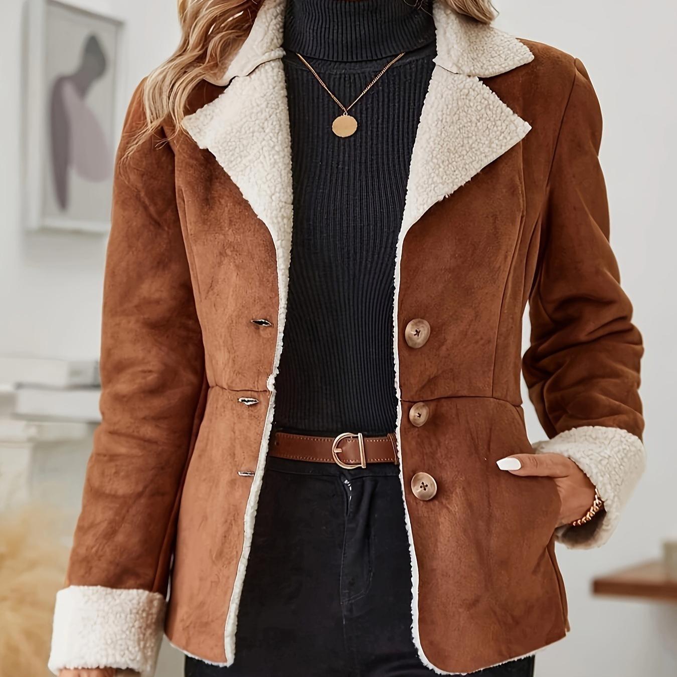 

Женская повседневная ветрозащитная и теплая куртка в стиле ретро с лацканами на осень и зиму M