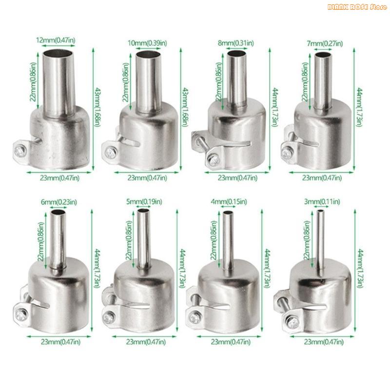 K1AE Heat Guns Nozzles,8pcs/Pack Suitable for Many Kinds of Hot Air Soldering Station