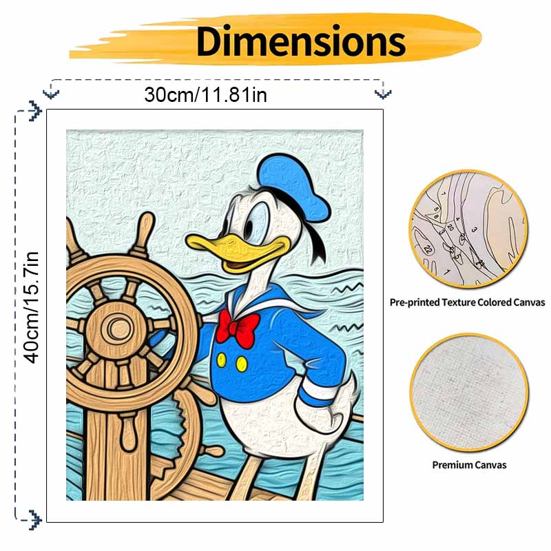 Disney Donald Duck Steering Wheel At Sea Digital Oil Painting Hand Painting Kit Diy Home Decoration