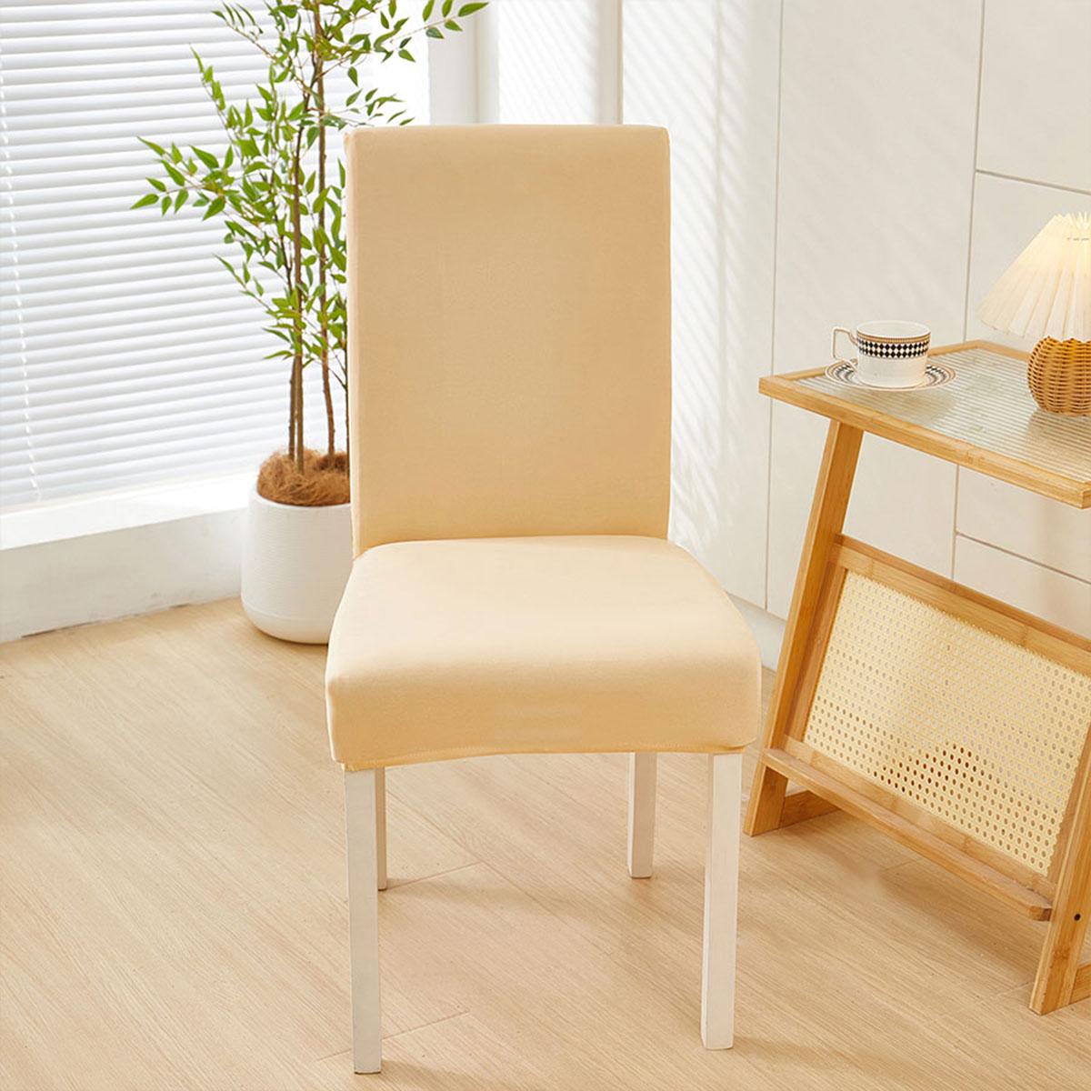 

4/6/8pc 130gms Solid Color Chair Cover For Home Dinning Kitchen Elastic Chair Slipcover Polyester Milk Silk Fabric Chair Covers 4 pieces