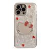 Rhinestone glass Kt cat mirror mobile phone case for Iphone17Promax Epoxy glitter Apple 16 women