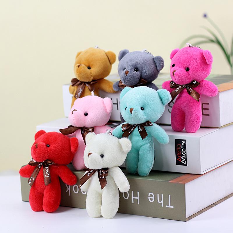 10Pcslot Tiny Bear Stuffed Plush Toys Mini Bear Doll Toy Keychain Bag Pendants Wedding Decoration Children Birthday Party Gifts