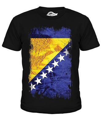 Bosnia And Herzegovina Grunge Flag Unisex T-shirt Short Sleeve Summer Cool Graphic T Casual