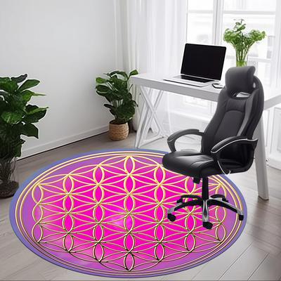 1pc Flower of Life Chair Carpet for Office, Soft, Non-Slip Polyester Mat, Office, Living Room, Bedroom, Durable Polyester Yy251207189