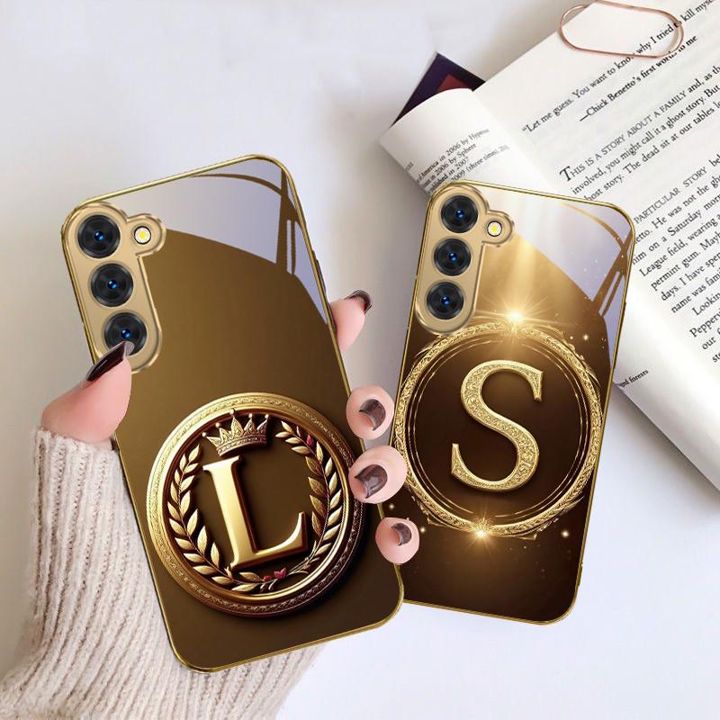 Laurel leaf ring gold For Samsung Galaxy S26 S20 FE S21 S22 S23 Plus S24 Ultra S25Ultra S21+ S22Plus Golden glass phone case