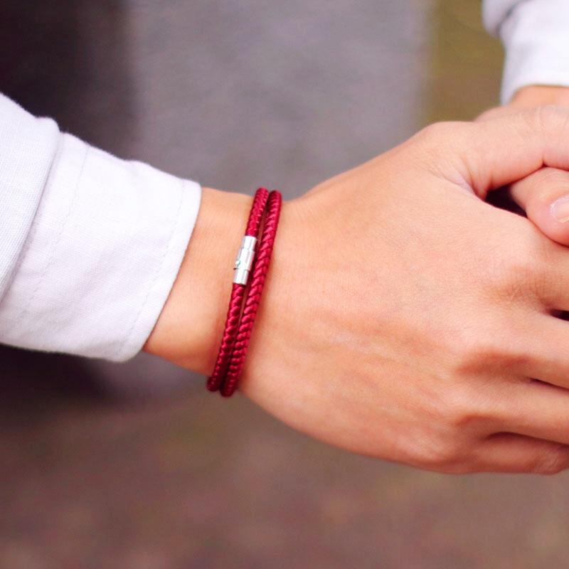 New Minimalist Rope Bracelet For Men Double Safety Buckle Magnetic Braclet Grade A Keel Cord Lucky Red Braslet Gift For Him