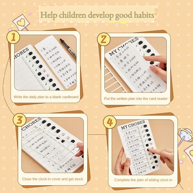 To Do List for Routine Planning 1 Pc Kids Chore Chart with Blank Card,Plastic Checklist Board with Detachable Cardstock