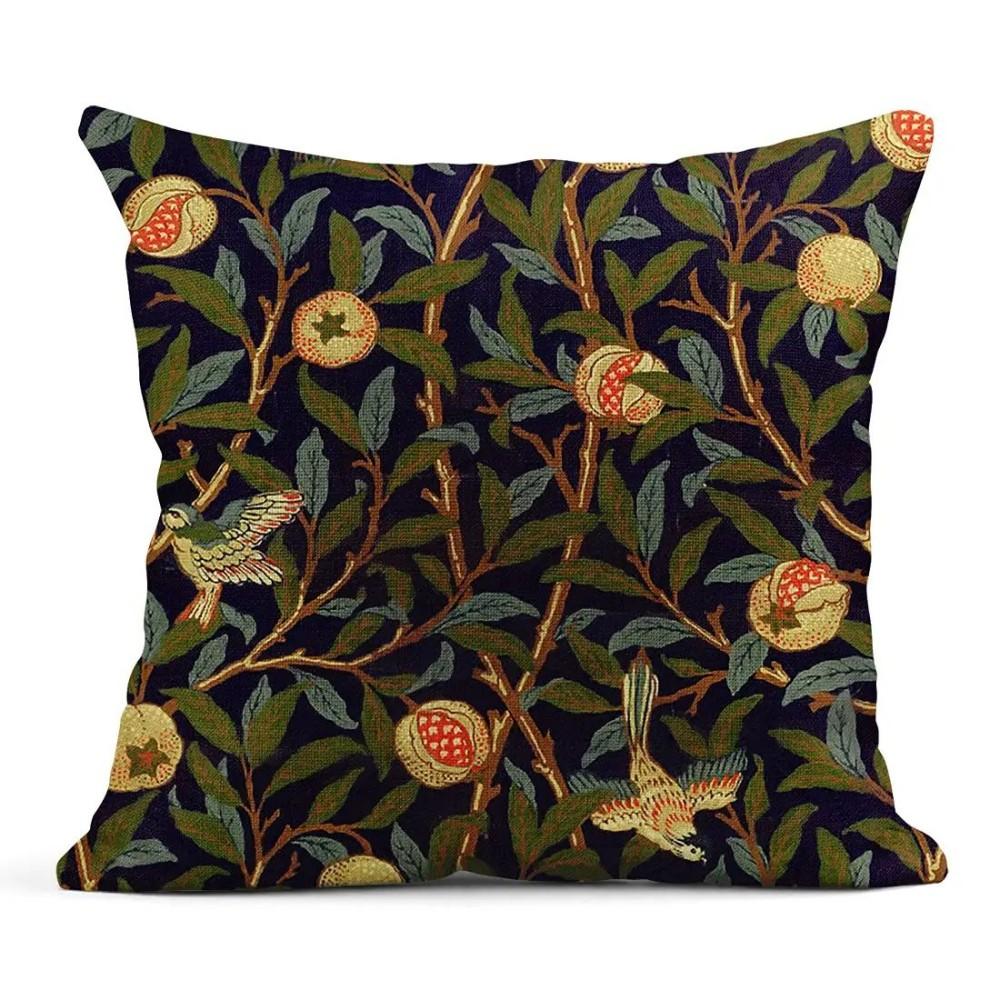 Vikama Vintage Floral Linen Cushion Cover Bohemian Style Sofa Pillowcase Bedroom Decorative Cushion Cover