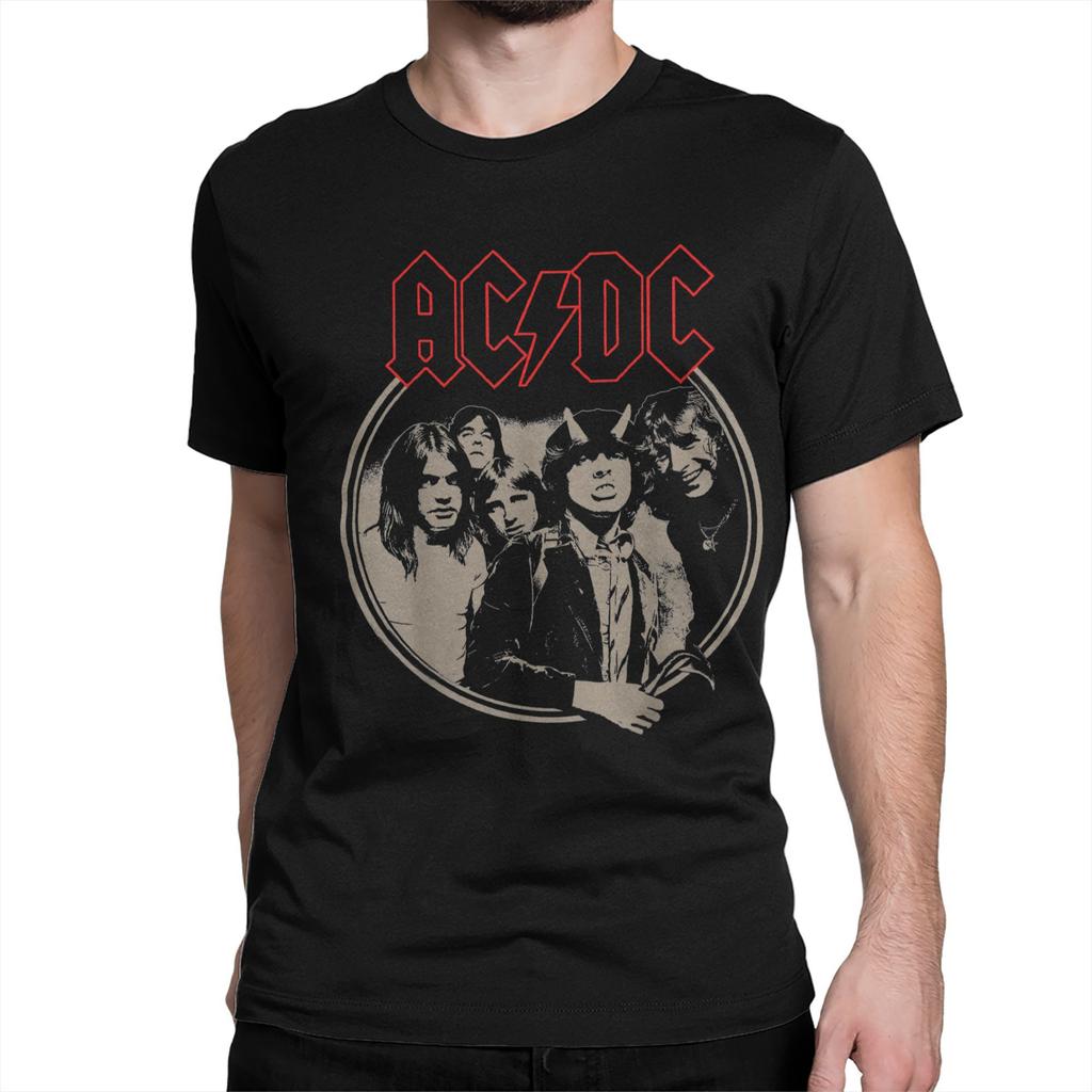 AC Rock Music DC T Shirts Men Women Pure Cotton Awesome T-Shirt Round Neck Heavy Metal Tees Short Sleeve Clothes Plus Size