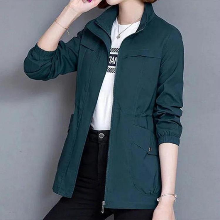 Fashion Double Layer Women Windbreaker Jacket Stand Up Collar Plus Size 4XL Spring Autumn Short Coat