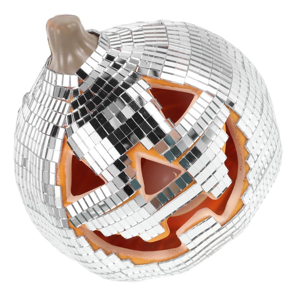 Hollow Light Up Pumpkin Lantern Mosaic Mirror Tiles Silver Glass Halloween Decoration LED Disco Pumpkin Lamp Indoor Outdoor