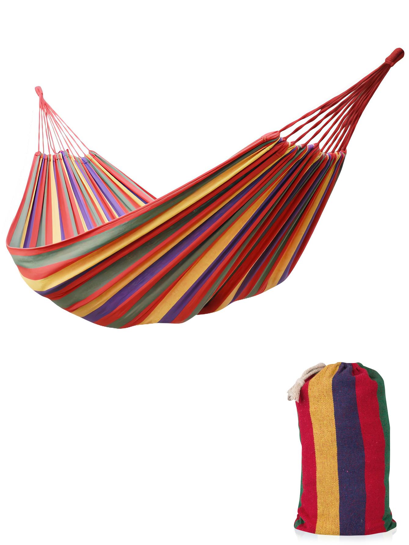 Red 260 * 75cm outdoor camping hammock with rope, anti rollover canvas hammock, double thick hammock