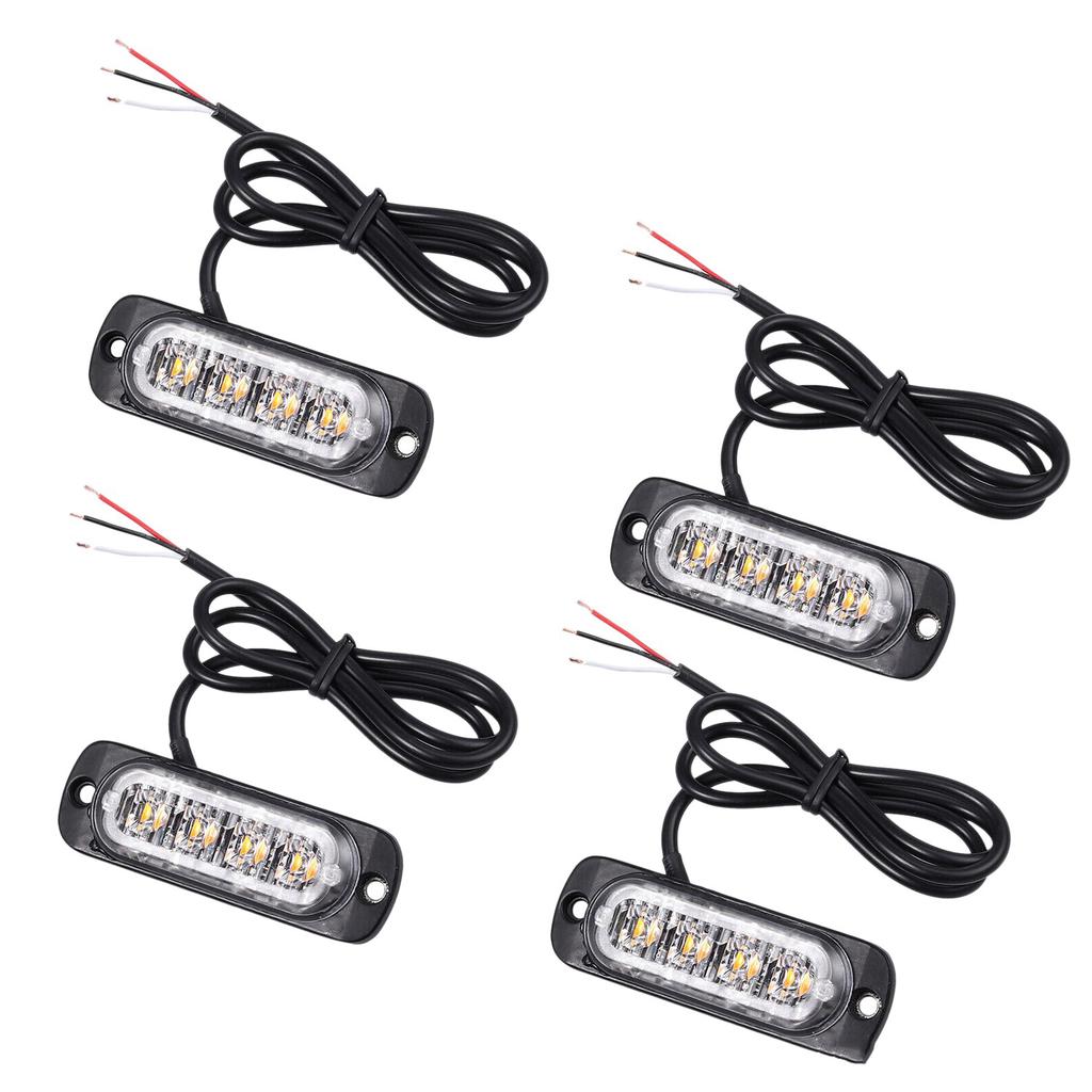 💰Kaufe 4Pcs 4 Led Amber Recovery Strobe Lights 12V 24V Orange Grill Breakdown Flashing zum