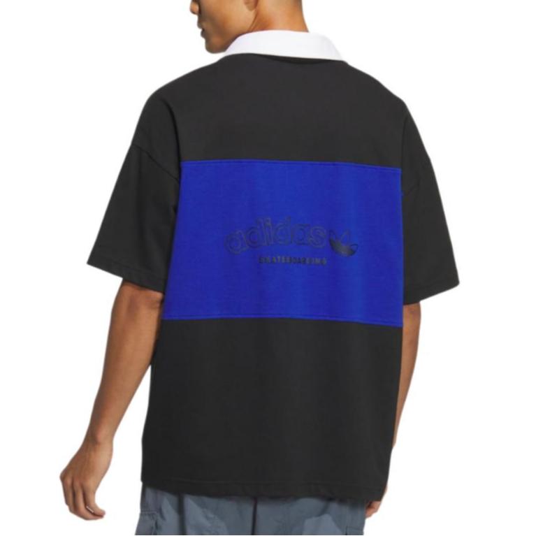 adidas Action Polo Ss Sports Casual Short Sleeve Polo Shirt Men Tops Black Royal-Blue JM7281