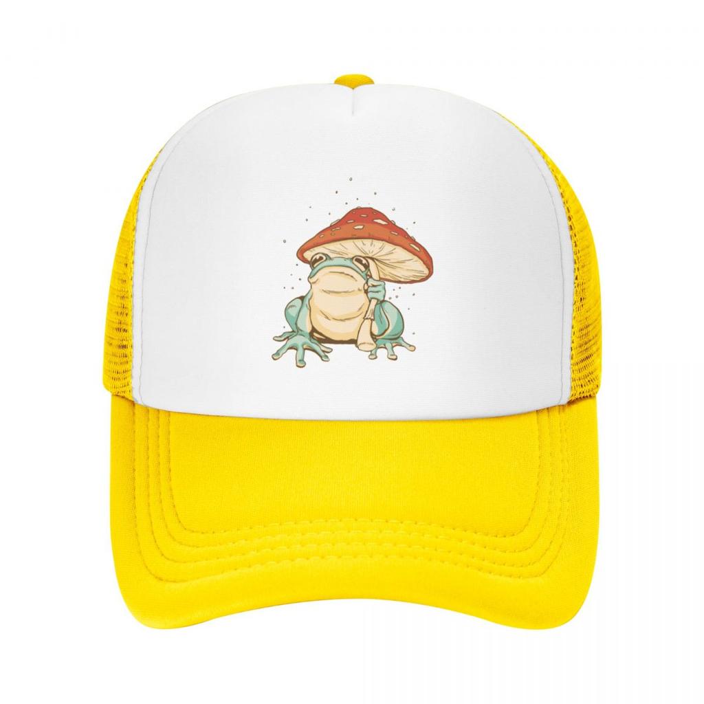 Cottagecore Frog With Mushroom Baseball Cap Trucker Hat Gentleman Hat Snap Back Hat Mens Cap Women'S