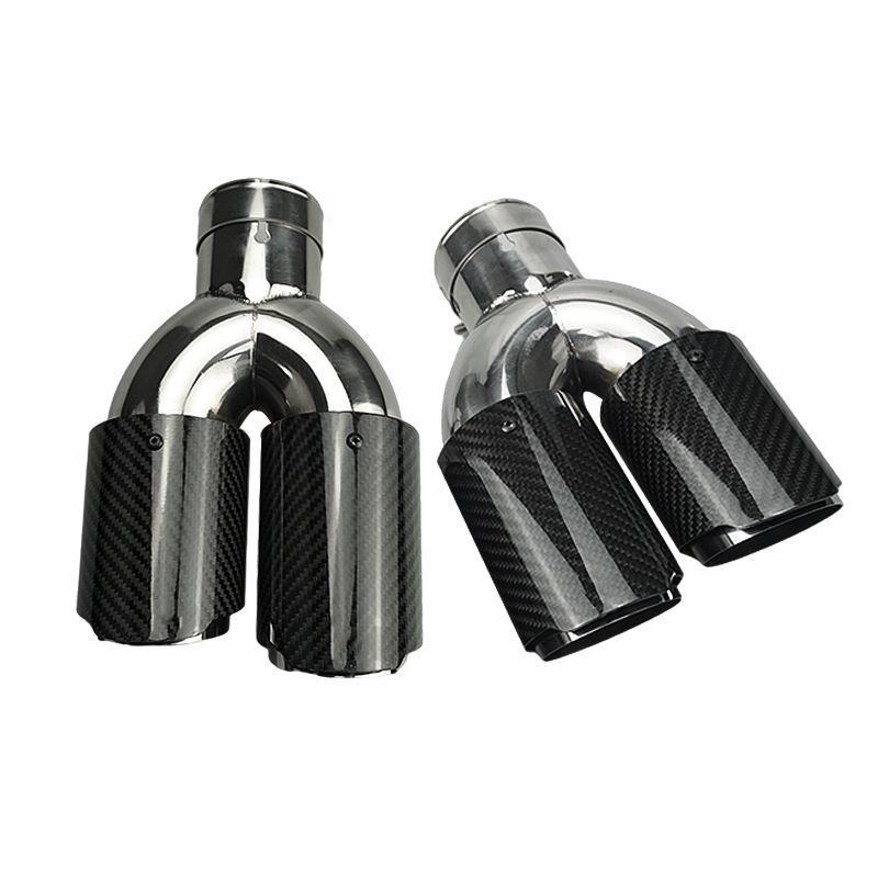 76mm Carbon Fiber Stainless Steel Dual Exhaust Tailpipe for BMW 3 Series