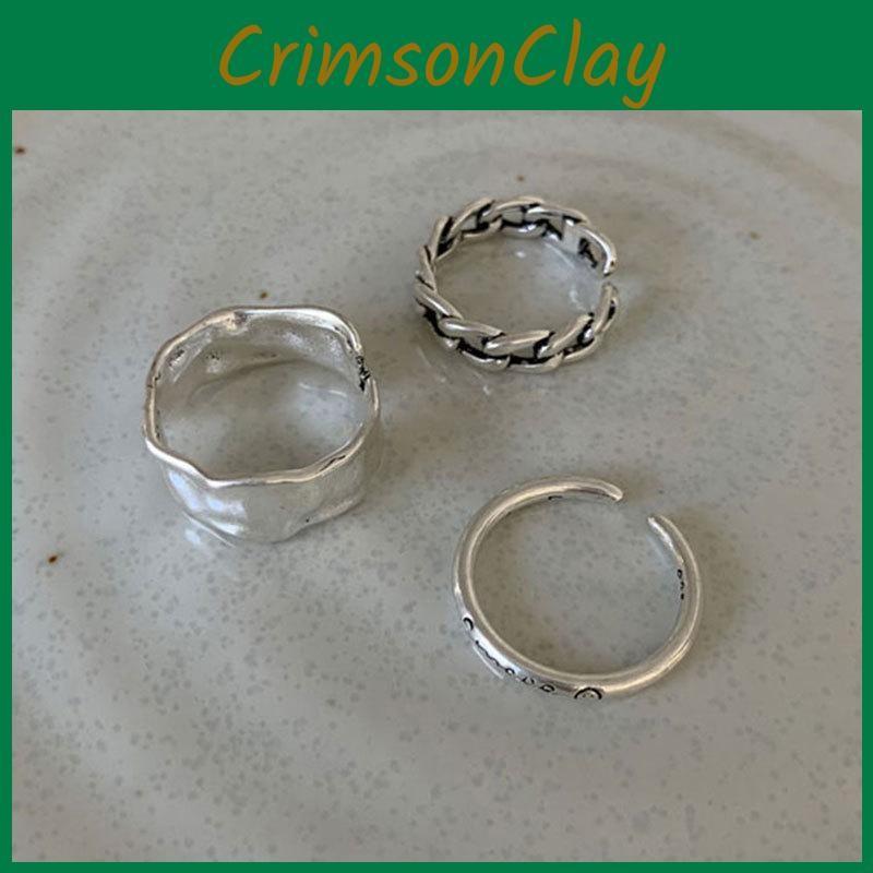 Designed Korean Beautifully Style Smile Face Ring For Women In Irregular Vintage Design Silver
