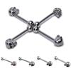 14G Edelstahl Cz Edelstein Totenkopf silbrig Zungenhantel Ring Bar Körperpiercing