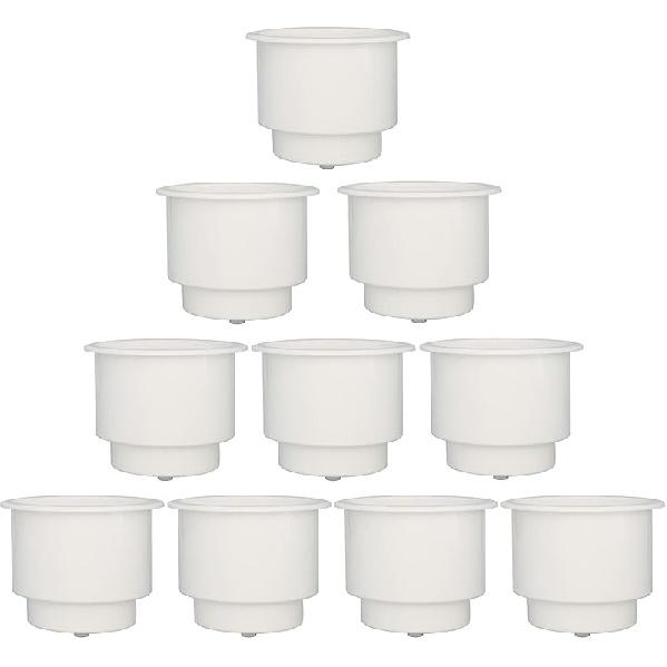 Yuanhe White Plastic Cup Drink Holder Ert With Drain For Boat Car Marine Rv, 4PCS