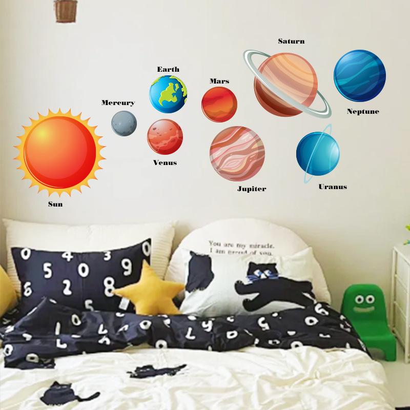DIY Cartoon Wall Stickers Animal English Letters Astronaut Space Decals for Kids Room Nursery Living Room Decor Self Adhesive Vinyl Art