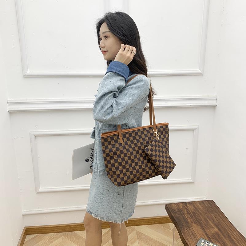 2024 Retro Plaid Women's Two-Piece Large Capacity Handbag Set