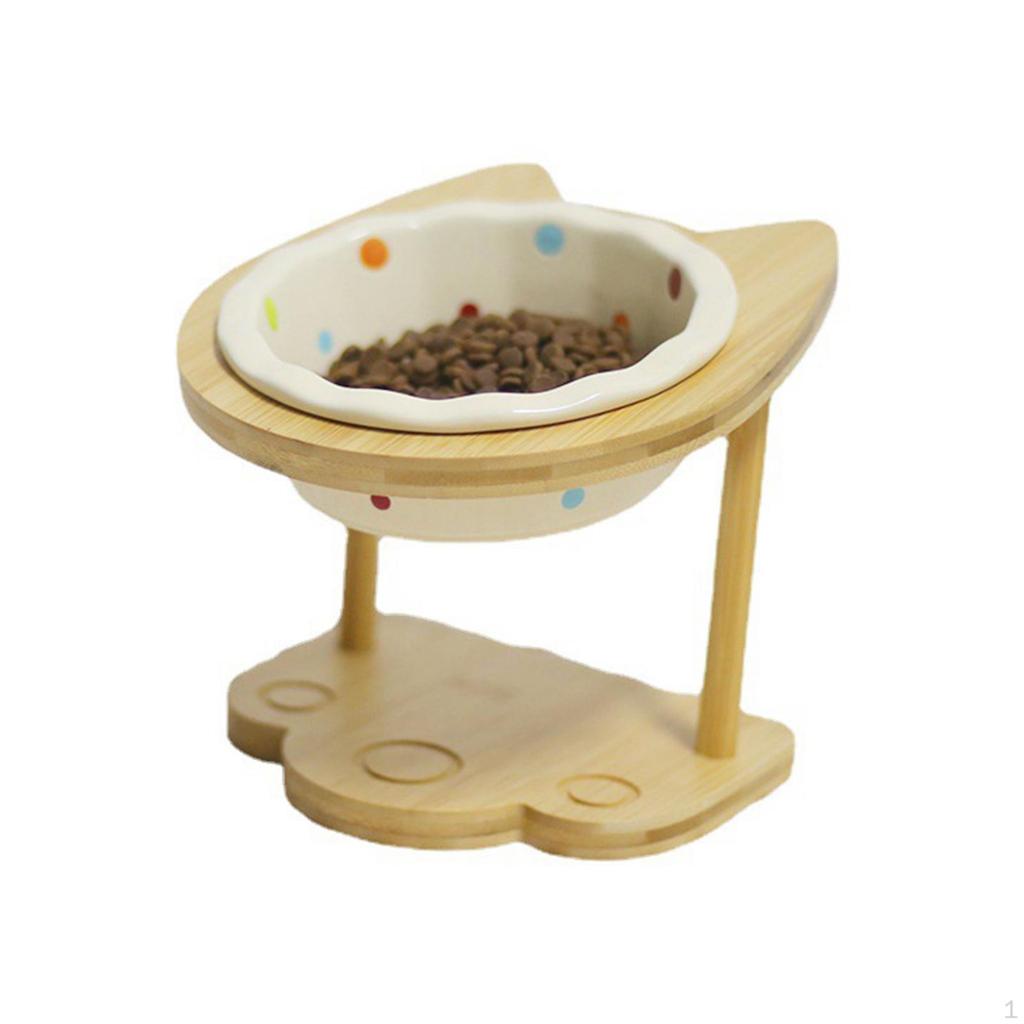 Elevated Cat Small Stand Leak Wooden Feeder. High Indoor Bowl Holder