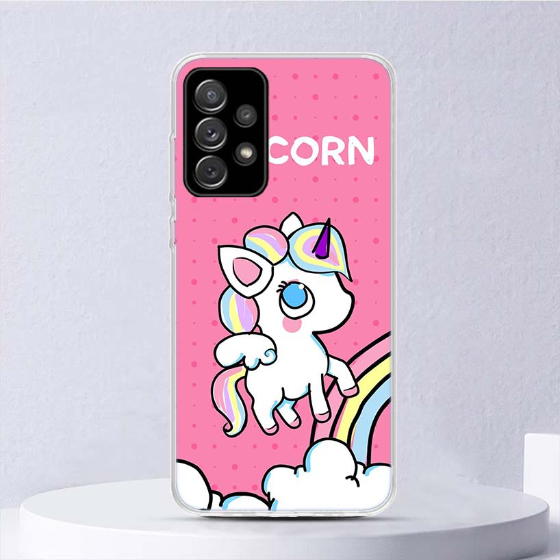 Pink Unicorn Rainbow Soft Case For Samsung Galaxy A15 A14 A13 A12 A55 A54 A53 A52 Phone Cover A35 A32 A33 A25 A23 A22 A05S A04S