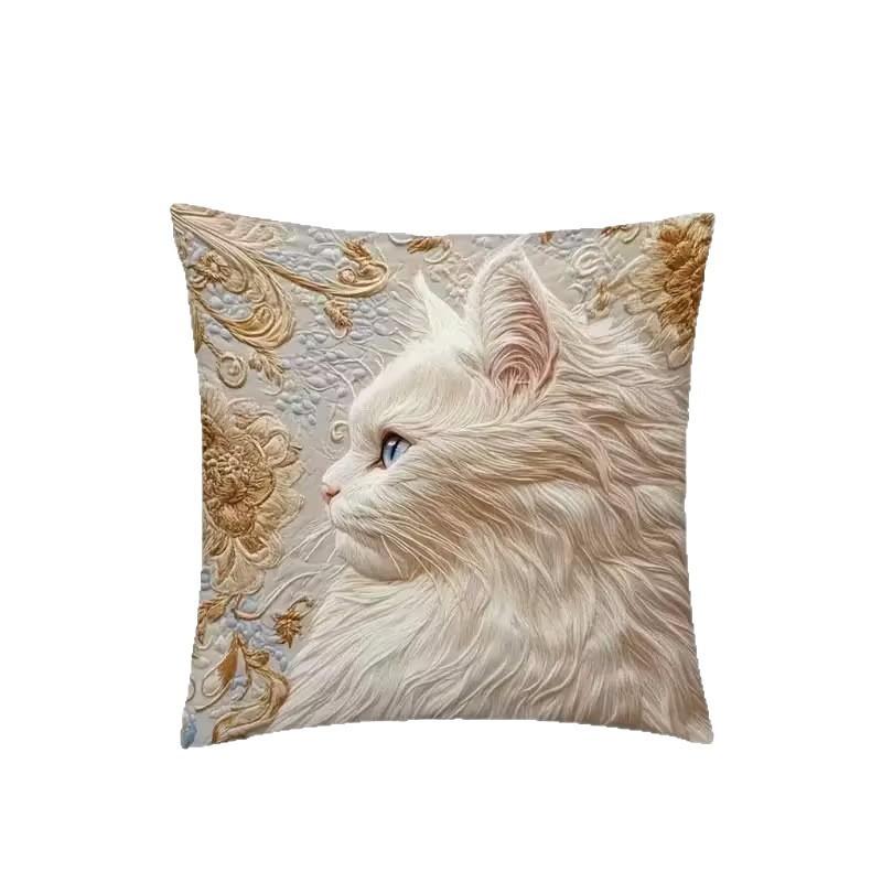 Animal Series Soft Velvet Cushion With Gold Lion Pattern For Bedroom And Sofa