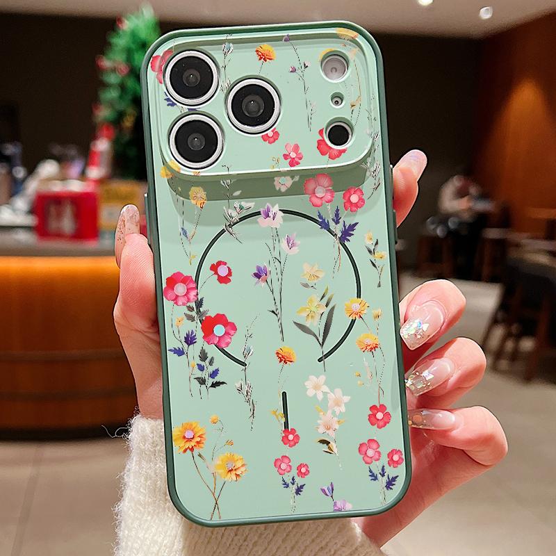 

Peach Blossom Branch Pattern Case For iPhone 17 Pro Max Funda iPhone 16 15 14 13 Pro Max Magnetic For Magsafe Hybrid Slim Matte Cover iPhone 13 зелёный