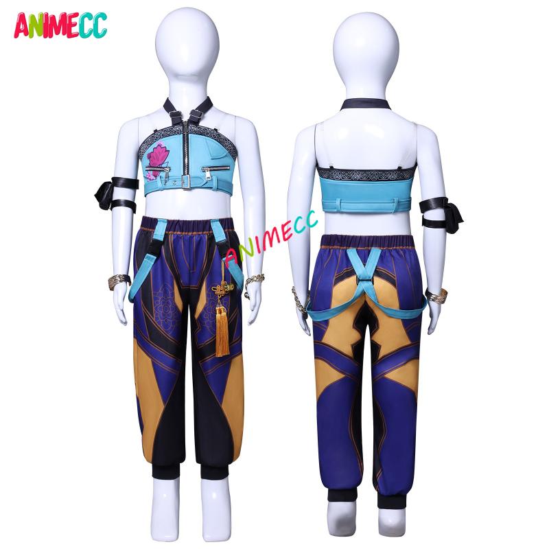 ANIMECC IN STOCK Size110cm-150cm Huntrix Zoey Cosplay Kids Costume Wig Movie K-pop Demon Hunter Cosplay Halloween Party Outfits