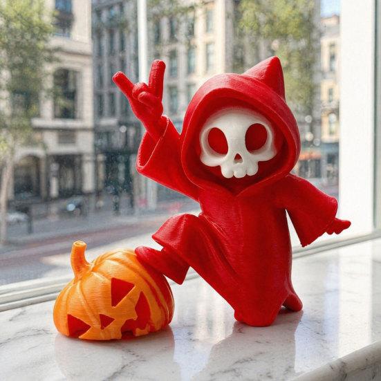 Halloween Ornament, Ghost Pumpkin Matte Texture Figure, 3D Printed Halloween Decoration for Desktop Bedroom Car Display