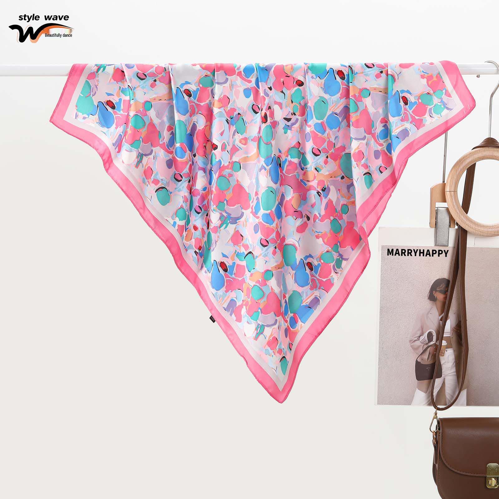 

Women s Versatile Faux Silk Graffiti Scarf - Spring/Summer, Multi-Functional Hair Band or Waistband 70x70 CM