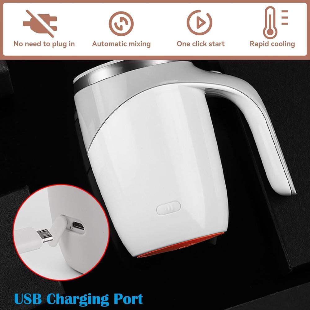 Automatic Stirring Cup12Ounces with USB Charging Cable Magnetic Stirring Coffee Cup Easy To Clean for Office/Kitchen/Travel/Home