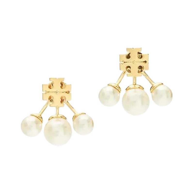 TORY BURCH Double T LOGO Pendant Brass Earrings Women's Gold 153672-gold F