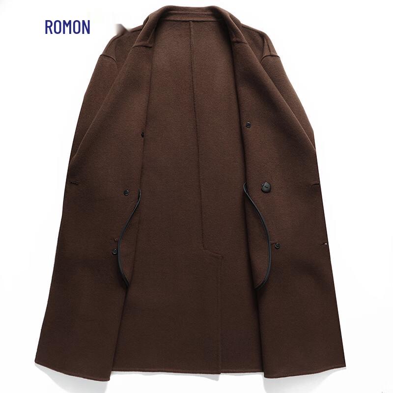 Luomeng Men's 70% Wool Double-Breasted Mid-Length Overcoat